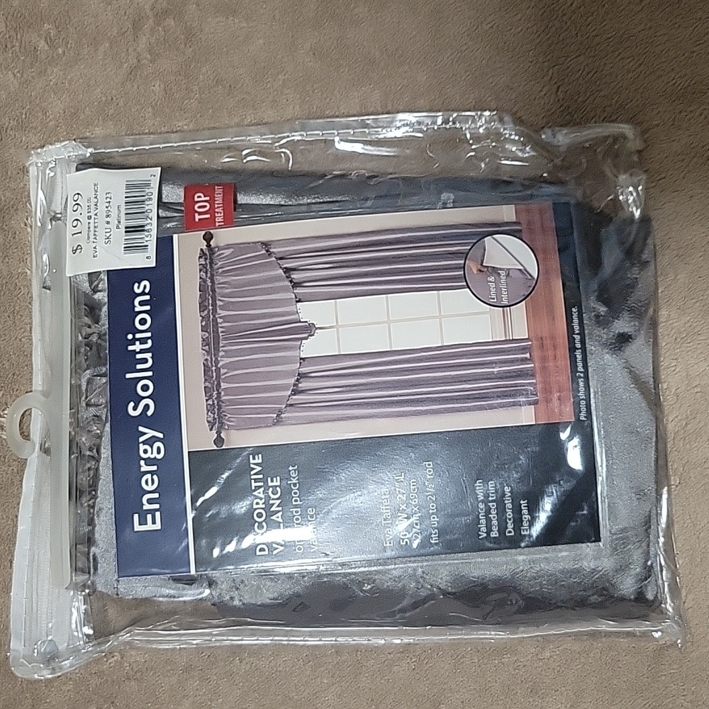 Energy Solutions Decorative Platinum Eva Taffeta Valance 2 in package